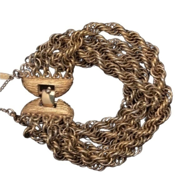 GOLD MONET MULTI ROPE CHAIN VINTAGE BRACELET 7” - Picture 1 of 5